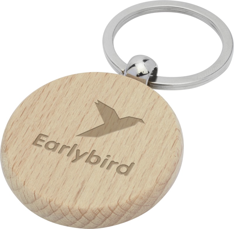 Giovanni beech wood round keychain - Image 7