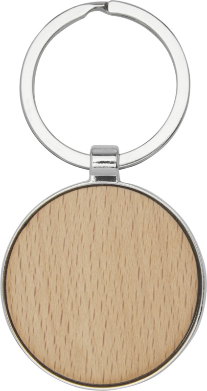Moreno beech wood round keychain - Image 2