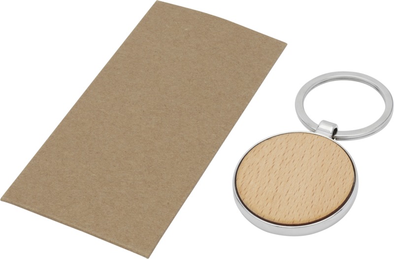 Moreno beech wood round keychain - Image 3