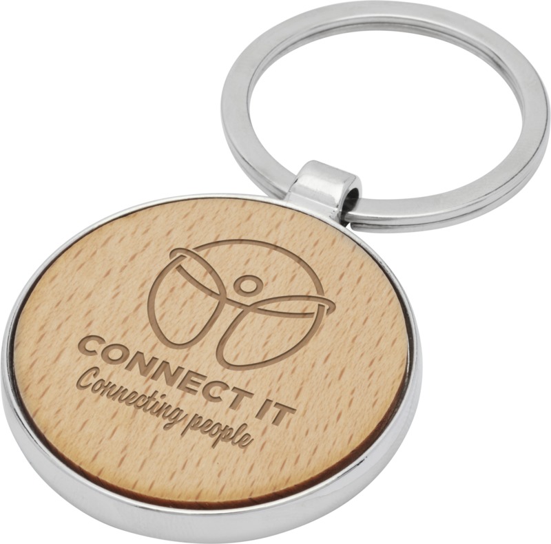 Moreno beech wood round keychain - Image 6