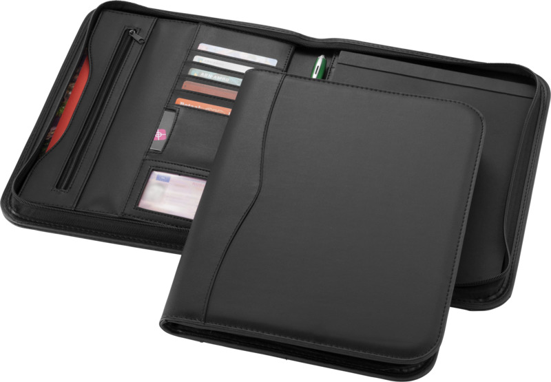 Ebony A4 zippered portfolio