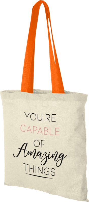 Nevada 100 g/m² cotton tote bag coloured handles 7L - Image 36