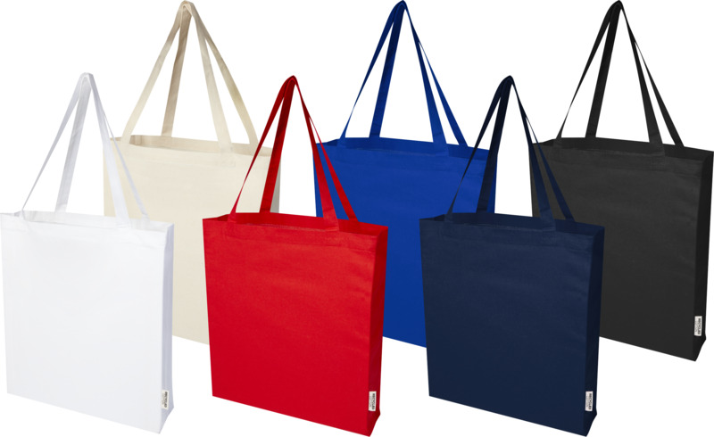 Madras 140 g/m² GRS recycled cotton gusset tote bag 12L - Image 6