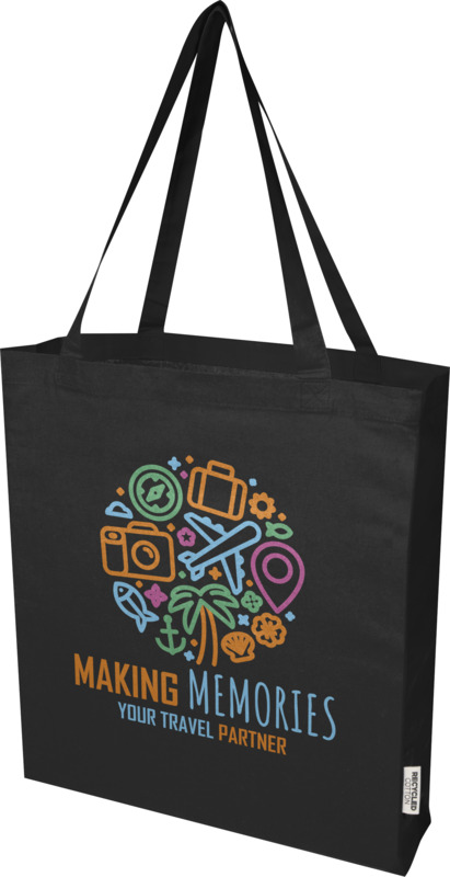 Madras 140 g/m² GRS recycled cotton gusset tote bag 12L - Image 42