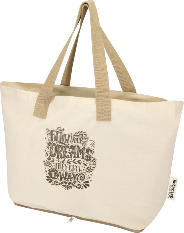 Sierra 140 g/m² GRS recycled foldable cotton tote bag 7L - Image 6