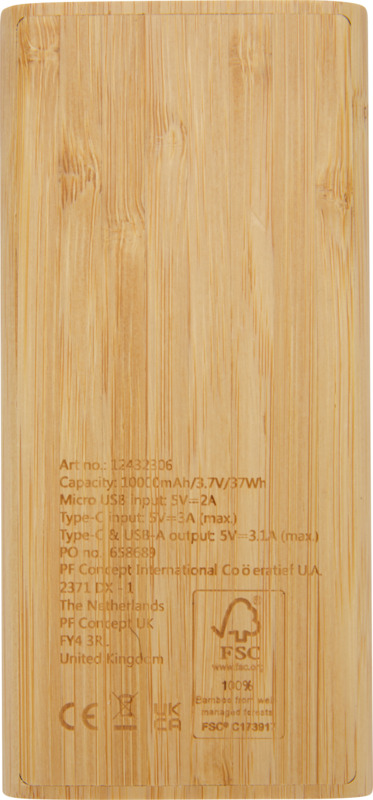 Tulda 10.000 mAh bamboo power bank - Image 3