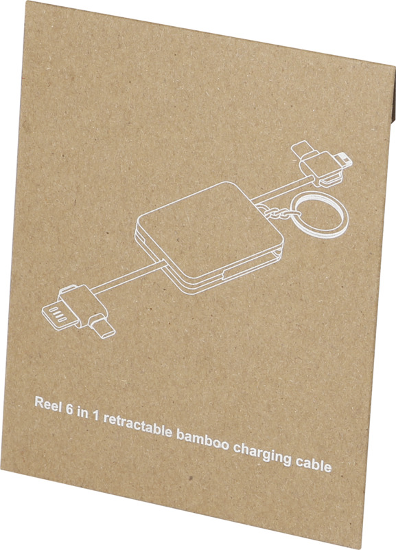 Reel 6-in-1 retractable bamboo key ring charging cable - Image 5