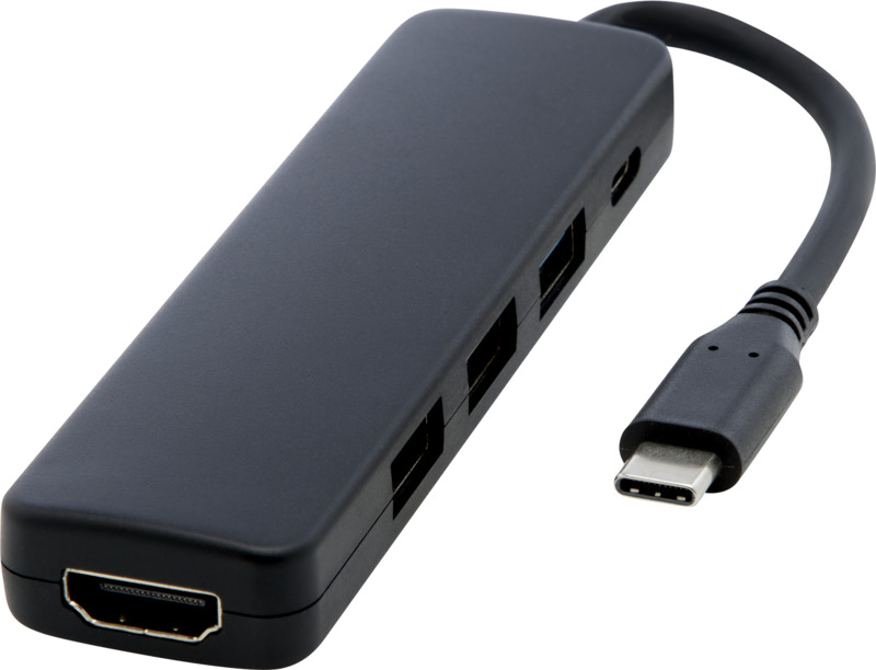 Loop RCS recycled plastic multimedia adapter USB 2.0-3.0 with HDMI port