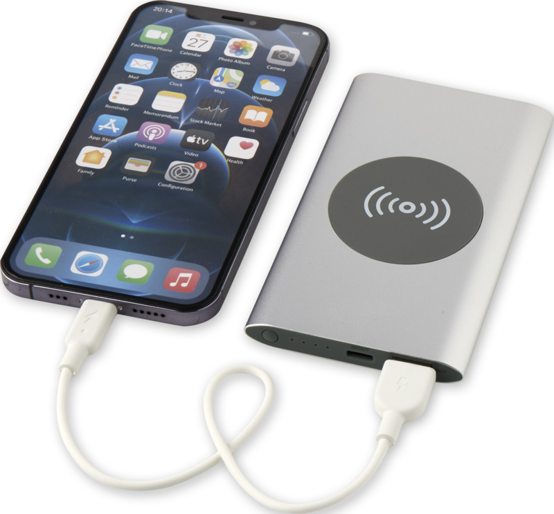 Juice 4000 mAh Type-C recycled aluminium wireless power bank - Image 21