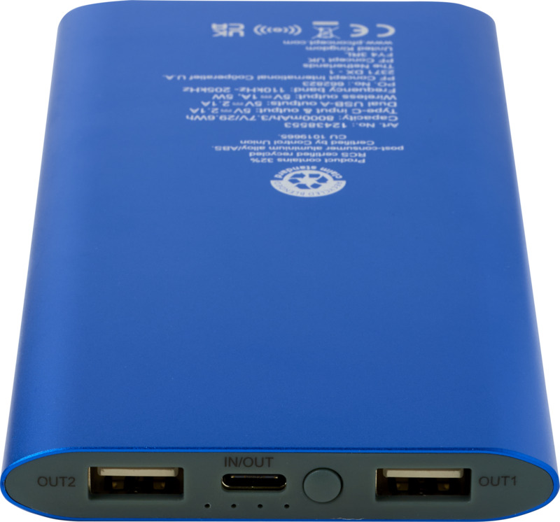 Juice 8000 mAh Type-C recycled aluminium wireless power bank - Image 12