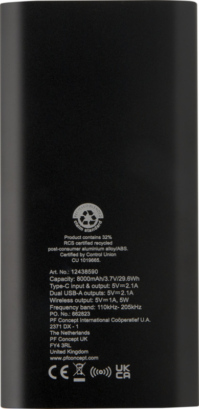 Juice 8000 mAh Type-C recycled aluminium wireless power bank - Image 27