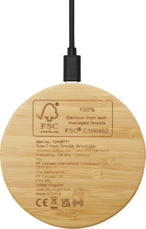 Essence 15W bamboo wireless charging pad - Image 3