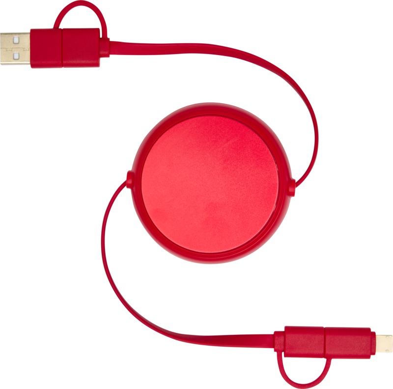 Alasia 5-in-1 100 cm recycled plastic and aluminium retractable data sync and 45W fast charge cable - Image 2