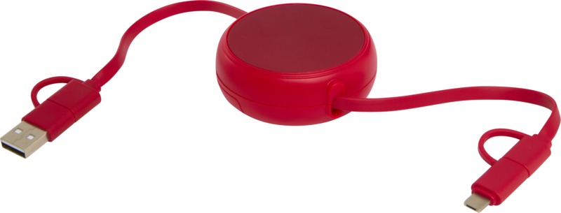 Alasia 5-in-1 100 cm recycled plastic and aluminium retractable data sync and 45W fast charge cable - Image 4