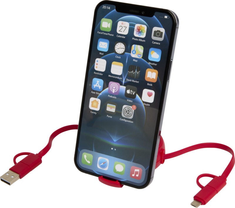 Alasia 5-in-1 100 cm recycled plastic and aluminium retractable data sync and 45W fast charge cable - Image 5