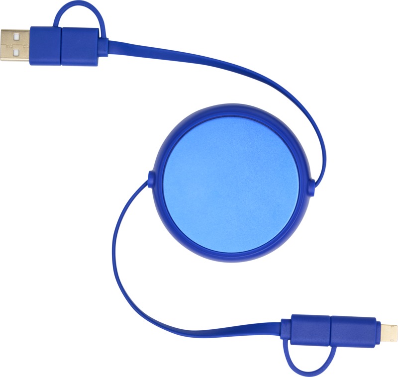 Alasia 5-in-1 100 cm recycled plastic and aluminium retractable data sync and 45W fast charge cable - Image 10