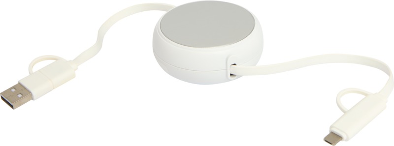Alasia 5-in-1 100 cm recycled plastic and aluminium retractable data sync and 45W fast charge cable - Image 20