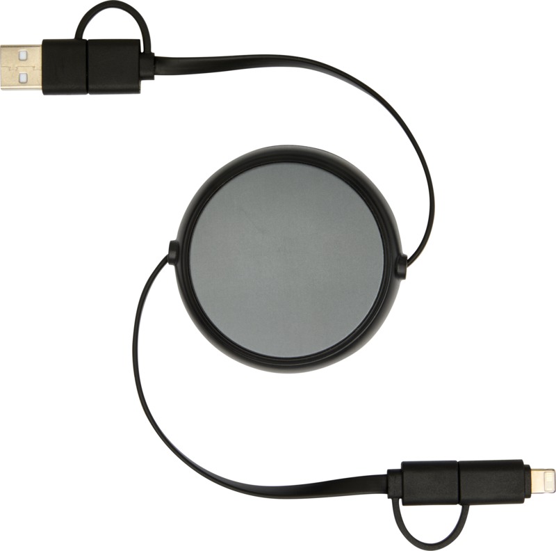 Alasia 5-in-1 100 cm recycled plastic and aluminium retractable data sync and 45W fast charge cable - Image 26