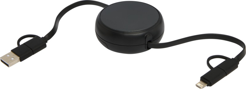 Alasia 5-in-1 100 cm recycled plastic and aluminium retractable data sync and 45W fast charge cable - Image 28