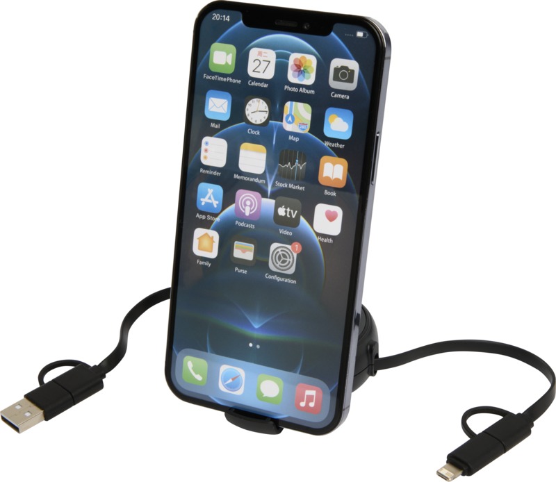 Alasia 5-in-1 100 cm recycled plastic and aluminium retractable data sync and 45W fast charge cable - Image 29