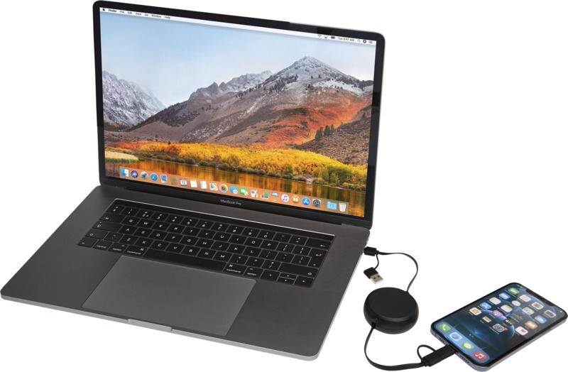 Alasia 5-in-1 100 cm recycled plastic and aluminium retractable data sync and 45W fast charge cable - Image 30