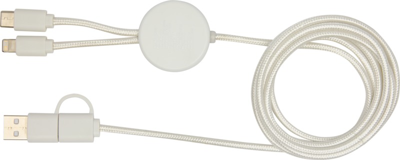 Chechia 5-in-1 recycled plastic 150 cm data sync and 27W fast charge cable with bamboo details - Image 3