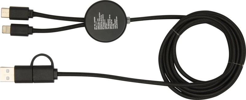 Chechia 5-in-1 recycled plastic 150 cm data sync and 27W fast charge cable with bamboo details - Image 11