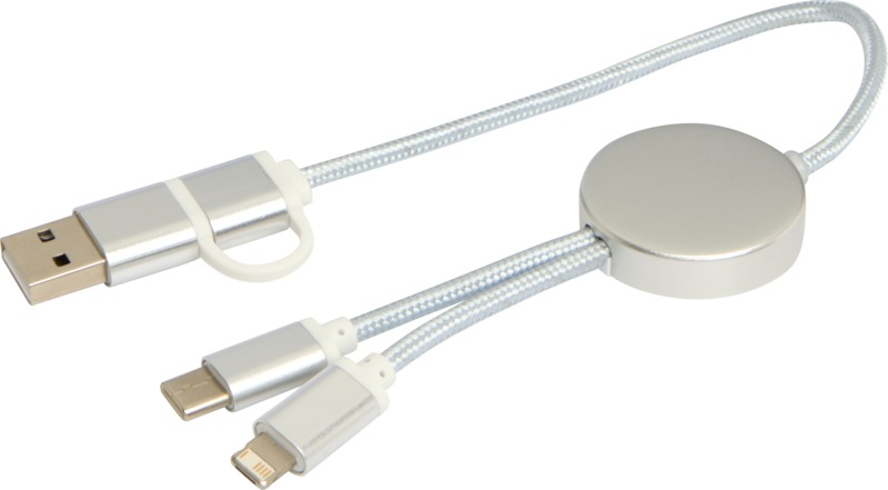 Alasia 5-in-1 recycled aluminium and plastic 30 cm data sync and 27W fast charge cable - Image 20