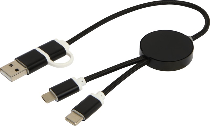 Alasia 5-in-1 recycled aluminium and plastic 30 cm data sync and 27W fast charge cable - Image 28