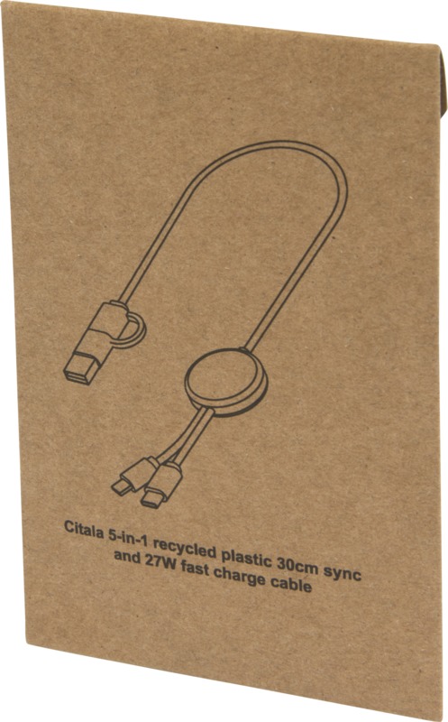 Citala 5-in-1 recycled plastic 30 cm data sync and 27W fast charge cable - Image 7