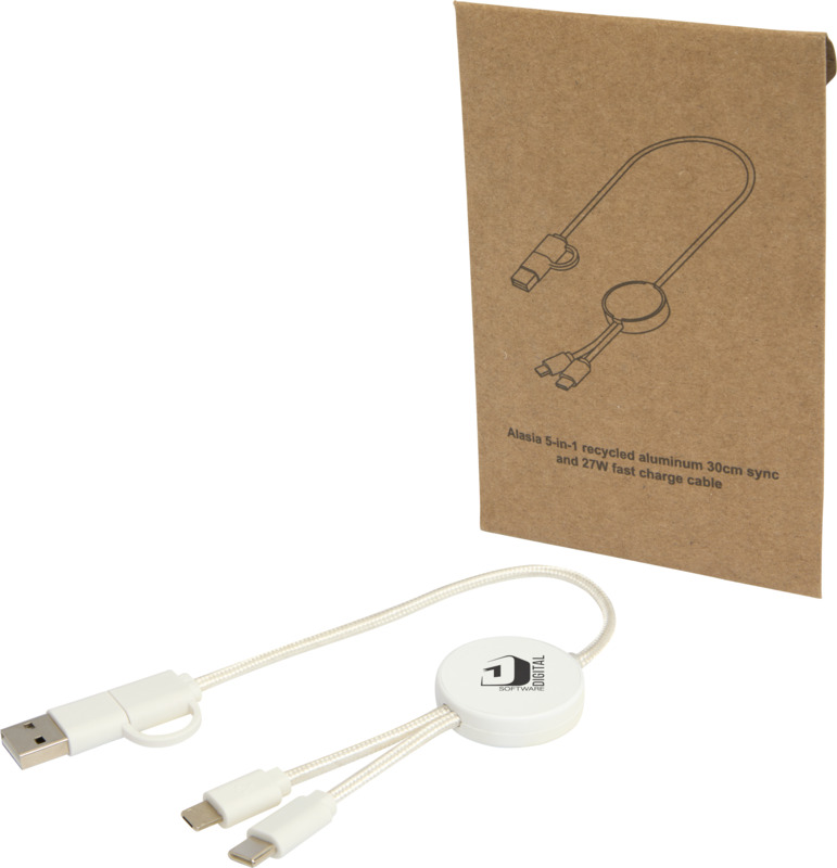Citala 5-in-1 recycled plastic 30 cm data sync and 27W fast charge cable - Image 8