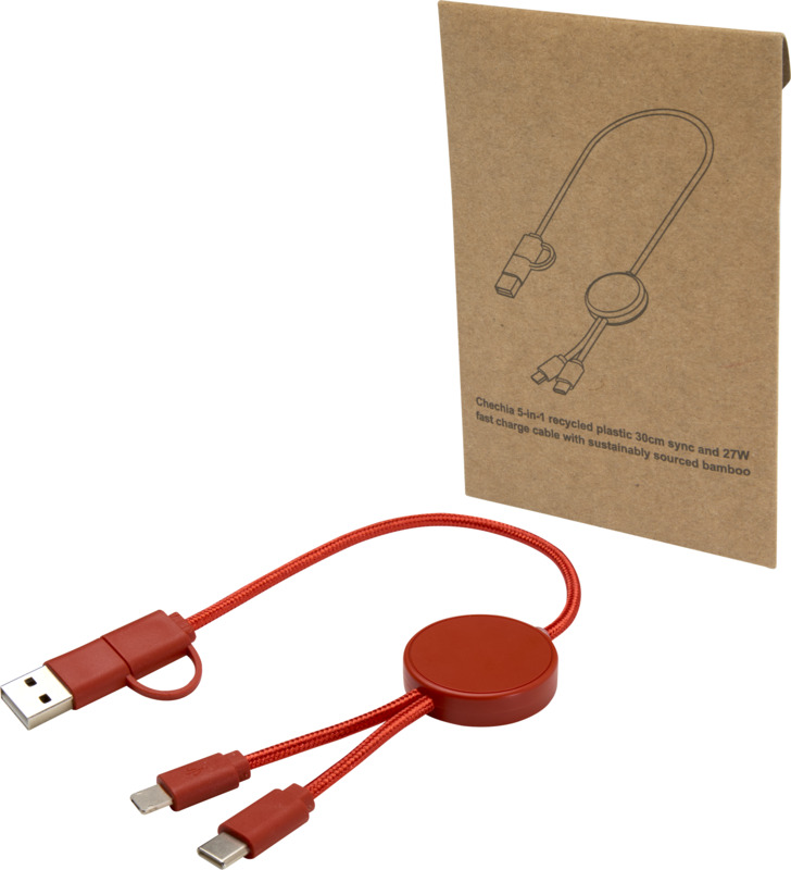 Citala 5-in-1 recycled plastic 30 cm data sync and 27W fast charge cable - Image 9