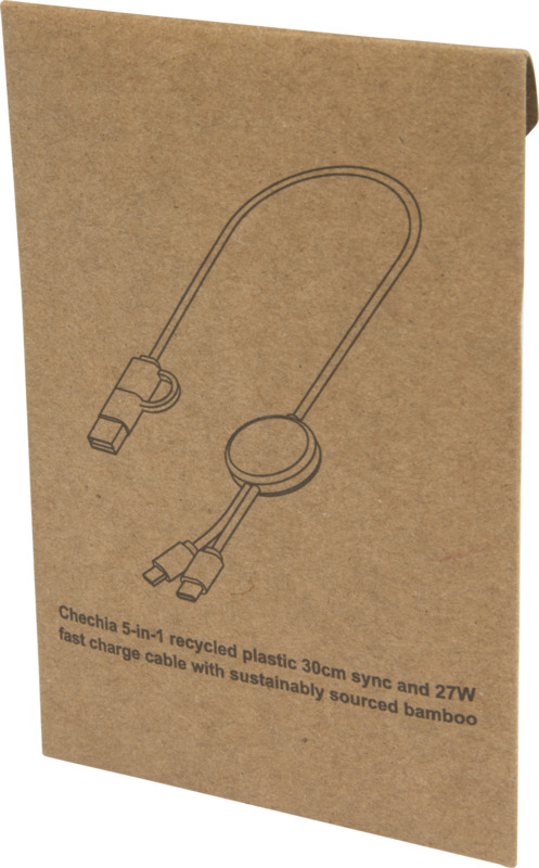 Citala 5-in-1 recycled plastic 30 cm data sync and 27W fast charge cable - Image 15