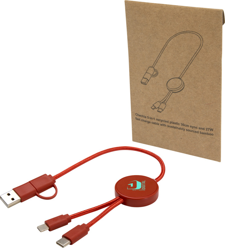 Citala 5-in-1 recycled plastic 30 cm data sync and 27W fast charge cable - Image 16