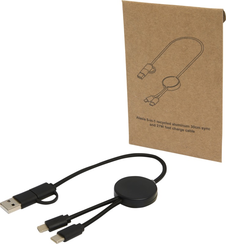 Citala 5-in-1 recycled plastic 30 cm data sync and 27W fast charge cable - Image 33