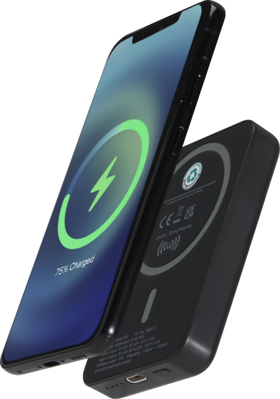 Acrab 5000 mAh 15W magnetic wireless power bank with 20W PD - made from recycled plastic - Image 9