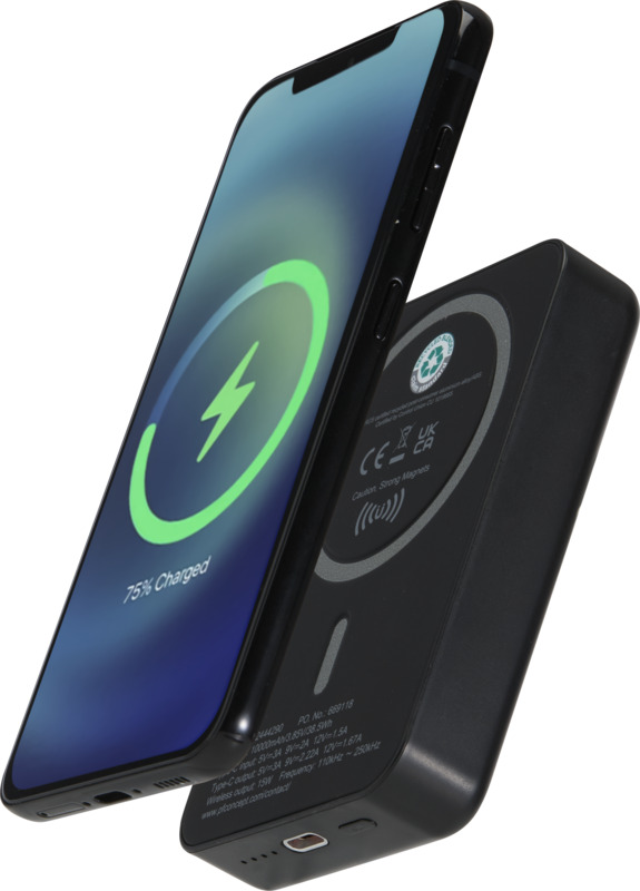 Acrab 10.000 mAh 15W magnetic wireless power bank with 20W PD - made from recycled plastic - Image 9