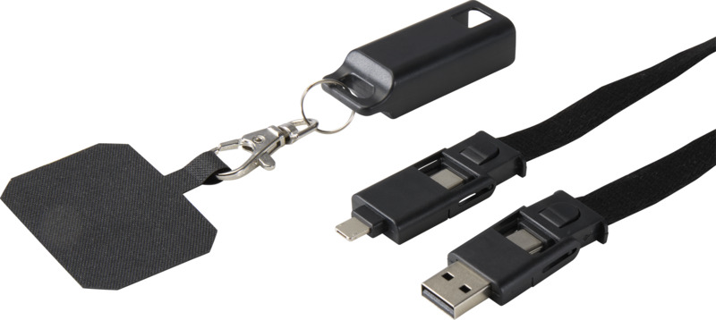 Franz recycled plastic smartphone lanyard with built-in data sync and 65W fast charge 5-in-1 cable - Image 11