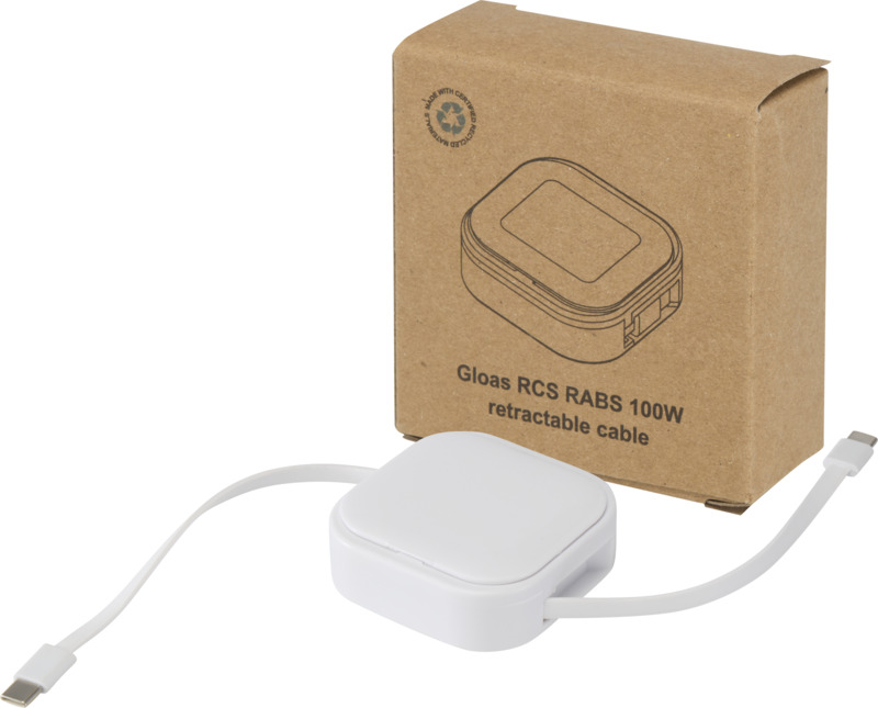 Gloas 5-in-1 recycled retractable data sync and 100W fast charge cable with smartphone tool kit
