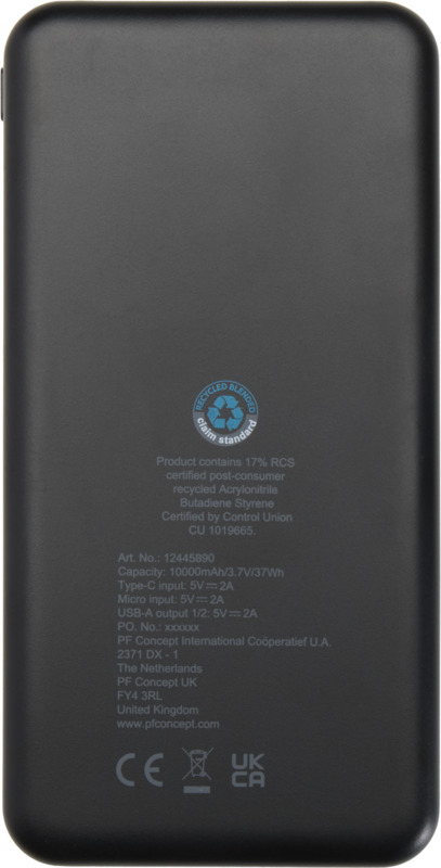 Intan 10.000 mAh 10W recycled plastic power bank - Image 11