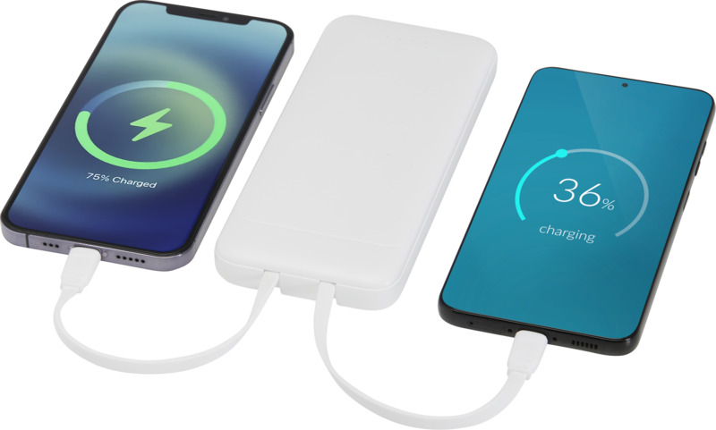 Adhil 10.000 mAh 10W recycled plastic power bank with 2 built-in cables - Image 5