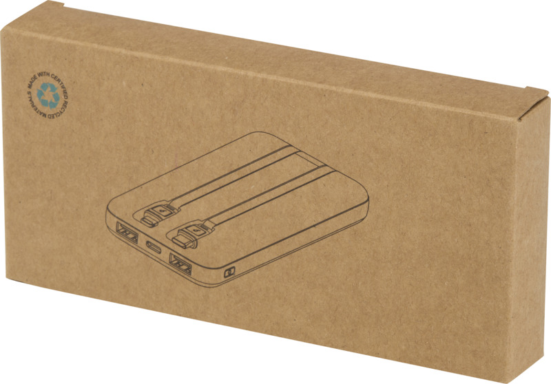 Adhil 10.000 mAh 10W recycled plastic power bank with 2 built-in cables - Image 7