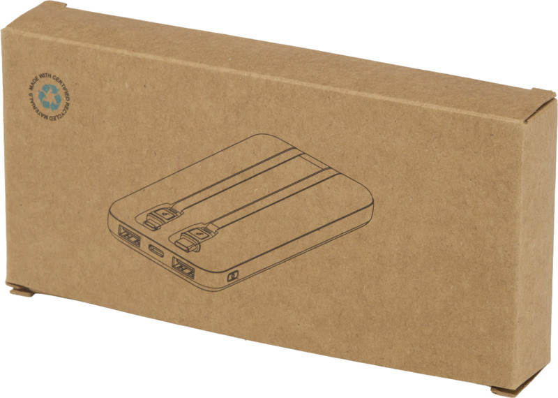 Adhil 10.000 mAh 10W recycled plastic power bank with 2 built-in cables - Image 15