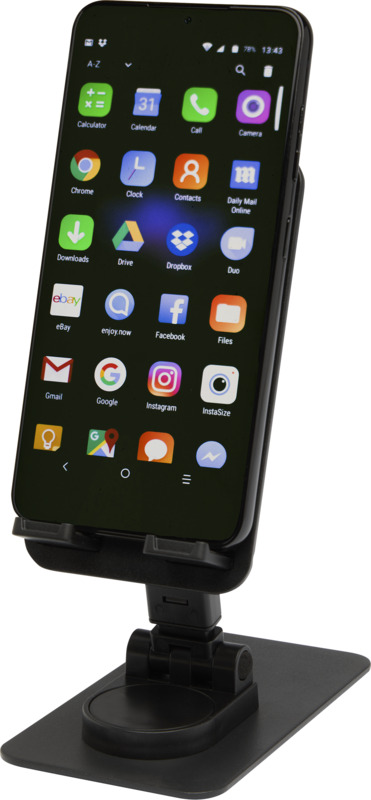 Alhena recycled plastic foldeable phone holder with metal desk stand - Image 5