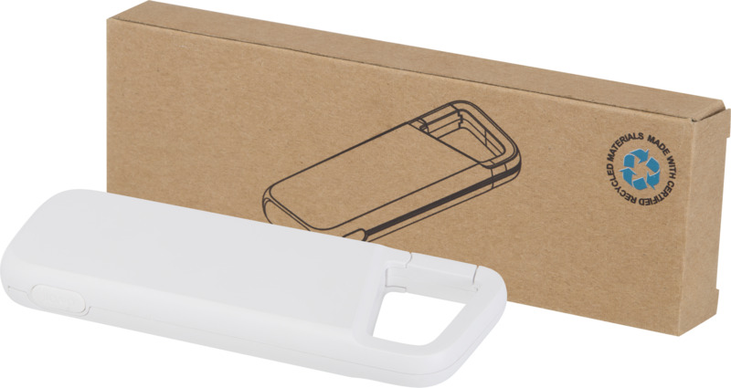 Alkes 5000 mAh 12W recycled plastic water resistant power bank with carabiner