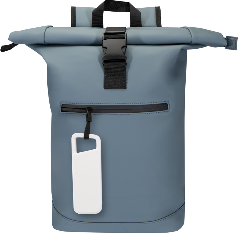 Alkes 5000 mAh 12W recycled plastic water resistant power bank with carabiner - Image 5