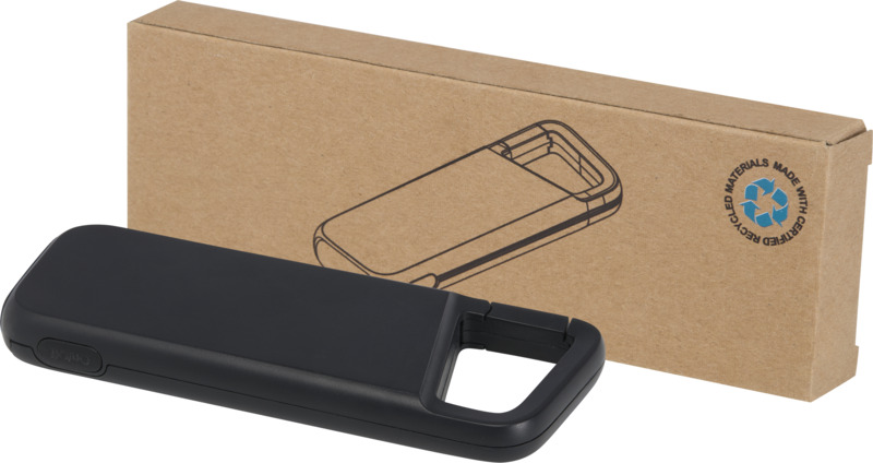 Alkes 5000 mAh 12W recycled plastic water resistant power bank with carabiner - Image 9