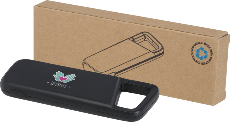 Alkes 5000 mAh 12W recycled plastic water resistant power bank with carabiner - Image 16