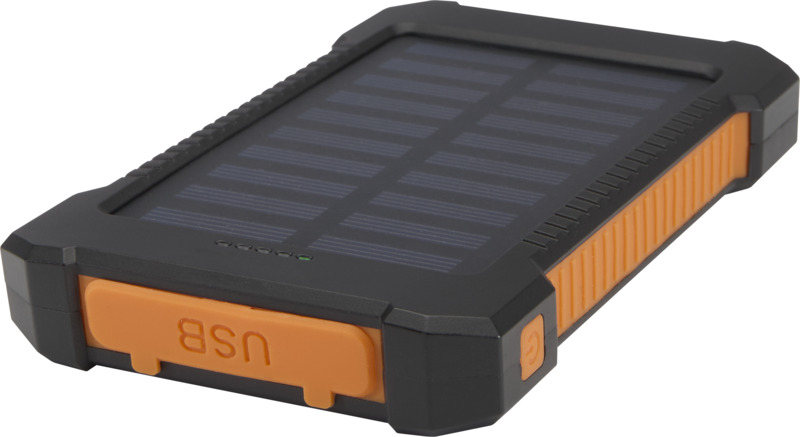 Altair 5000 mAh 10W recycled plastic rugged solar power bank with built-in torch - Image 4