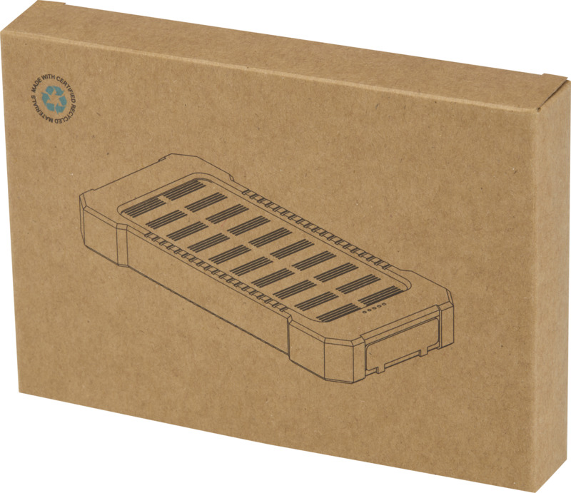 Altair 5000 mAh 10W recycled plastic rugged solar power bank with built-in torch - Image 7